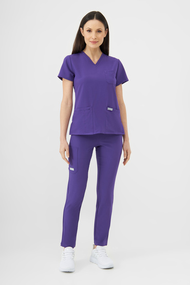 Set medical Uniformix Super Flex, bluza 4000 + pantaloni 4030, Plum wine