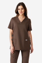 Bluză medicală pentru femei, Uniformix Beauty, B1001,maro