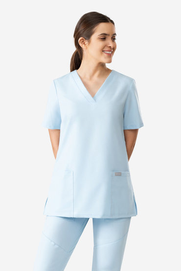 Bluză medicală pentru femei, Uniformix Beauty, B1001,albastru deschis