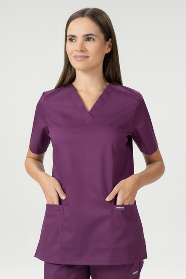 Bluză medicală pentru femei, Uniformix FLEX ZONE FZ1001B, vin.