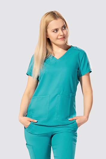 Bluză medicală pentru femei Med Couture INSIGHT, 2411-TEAL