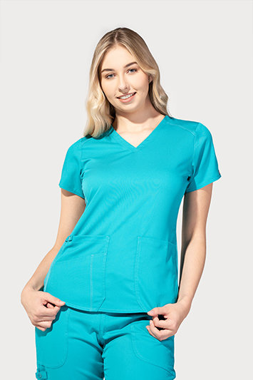 Bluză medicală pentru femei Med Couture Performance Touch, 7459-TEAL
